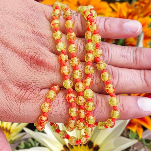 Image of Apnisanskriti Premium Amber Stone Mala for Men and Women (6mm, AAA Quality, Lab Certified, 108+1) - Natural Stone Beads Mala - Yellow Colour - Pack of 1
