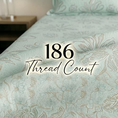 Image of Mafatlal 186 TC Metro Cotton Double Bedsheet | 90 x 100 Inch | Breathable Cotton Bed Sheet with 2 Pillow Covers | Stylish Home Linen | Emerald Teal