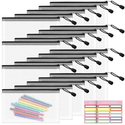 Image of 20pcs Mesh Zipper Pouch Bags- Small, 8.2x4.6 Inches Zipper Pencil Bags, Zipper Pouches for Organizing, Pencil Pouch Bulk, Reusable Pencil Bags for Office Supplies and Travel Storage