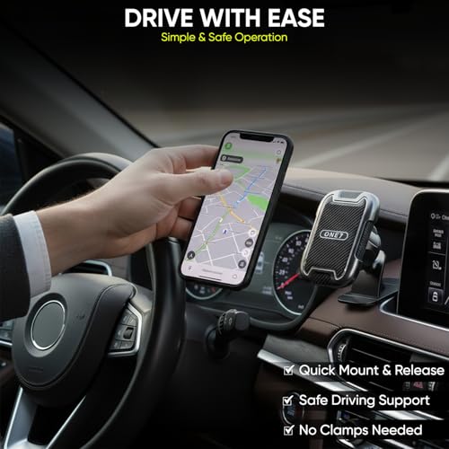 Image of ONE 7 Magnetic Car Phone Holder for Dashboard | Strong Magnetic Mobile Mount | 360 Rotating Car Phone Stand | One Hand Operation | Universal Smartphone Holder | Carbon Fiber Finish | ON ST-34