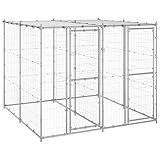 Dog Kennel Silver Galvanized Steel 52.0 sq ft Durable, Dog Kennels & Runs, 3082271