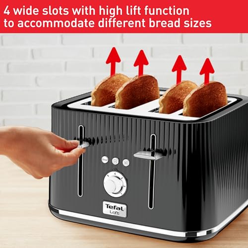 Tefal Loft 4-Slot Toaster, 7 Browning Levels, Defrost, Stop + Reheat Functions, Removable Crumb Tray, High-lift + Self-Centring Racks, 1700W, TT760840, Classic Design in Black - Image 4