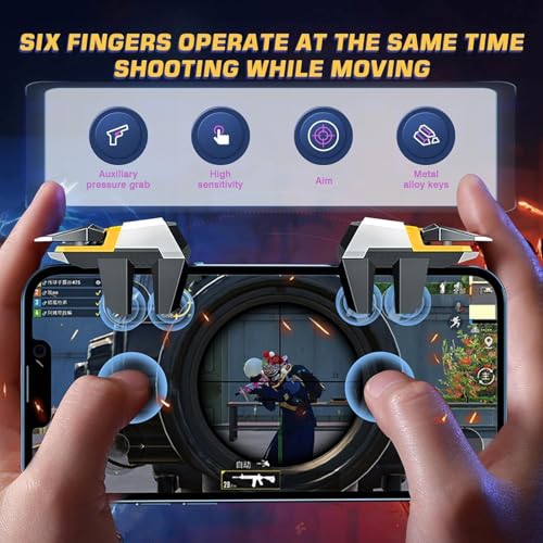Image of Cubonic 6-Finger PUBG Gaming Trigger, Sensitive Aim and Shoot Mobile Joystick Controller for Android Phones & Smartphones | Yellow
