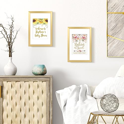 Image of upsimples 8x12 Picture Frame, Display Pictures 6x8 with Mat or 8 x 12 Without, Wall Hanging Photo Frames, Gold, 1 Pack