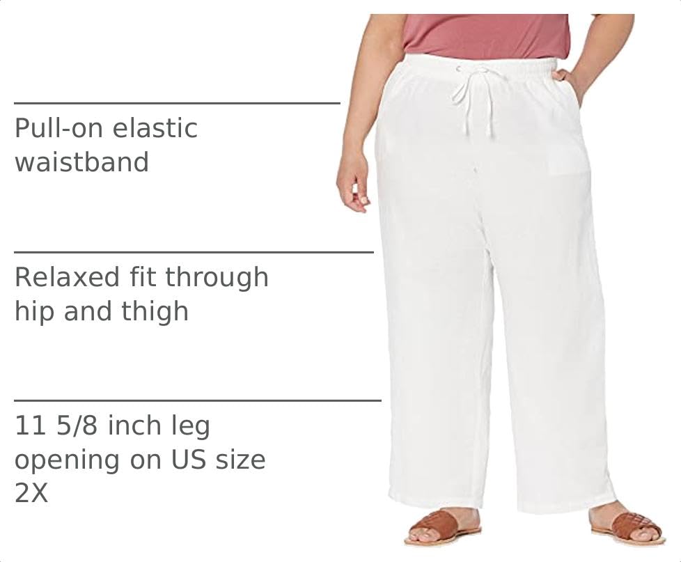 Image of Amazon Essentials Women's Linen Blend Drawstring Relaxed Fit Wide Leg Pants (Available in Plus Size)