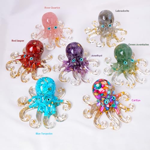 Estatua decorativa de pulpo verde de resina miniatura 3