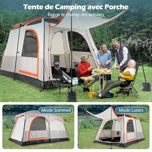 Carpa para camping 6 personas con 2 dormitorios y techo doble impermeable miniatura 2