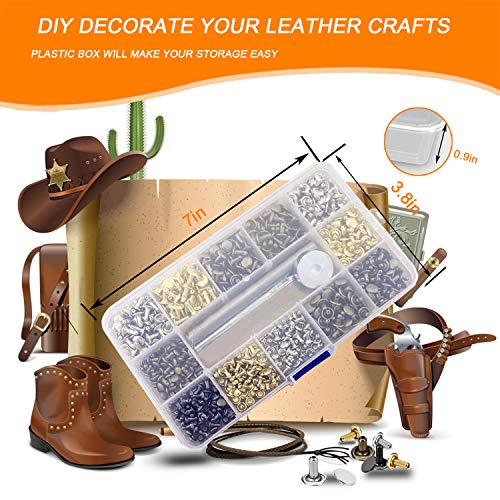 image for 240 Sets Leather Rivets, Double Cap Rapid Rivet Tubular-4 Colors 3 Siz
