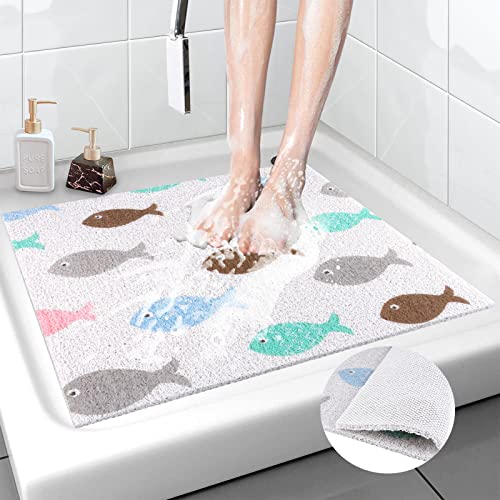 Duschmatte für Innendusche, quadratische rutschfeste Badematte für Innenbadewanne, schmutzabweisender Badezimmerteppich Teppich (Quadratisch, 60x60 cm) Cover
