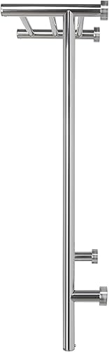 Miniatura 14 de WarmlyYours Calentadores de toallas para baño, toallero térmico montado en la pared con estante, 11 barras de acero inoxidable pulido, 20 x 36