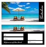 50 Stück Geschenkgutscheine (Strand-647) - Gutscheinkarten Gutscheine für Bereiche Wellness, Erholung, Entspannung oder Kosmetik und Reisen Meer Palmen