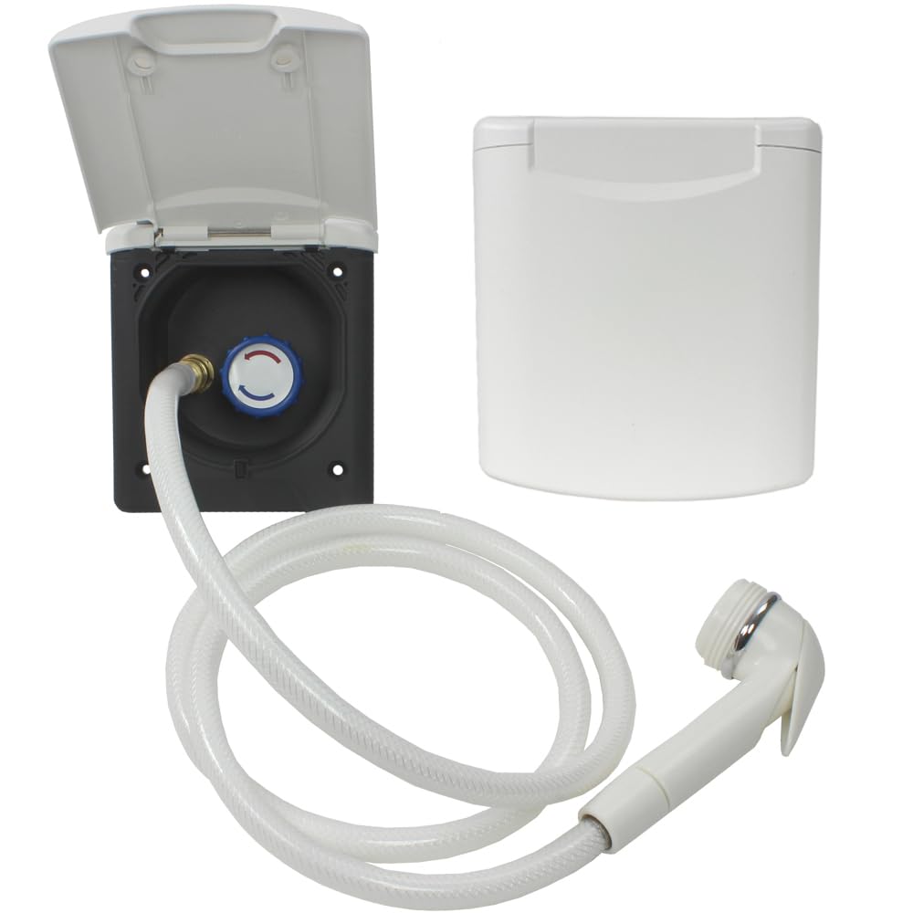 Generisch ABL - Presa per acqua esterna, per camper, roulotte, camper, doccia, colore bianco