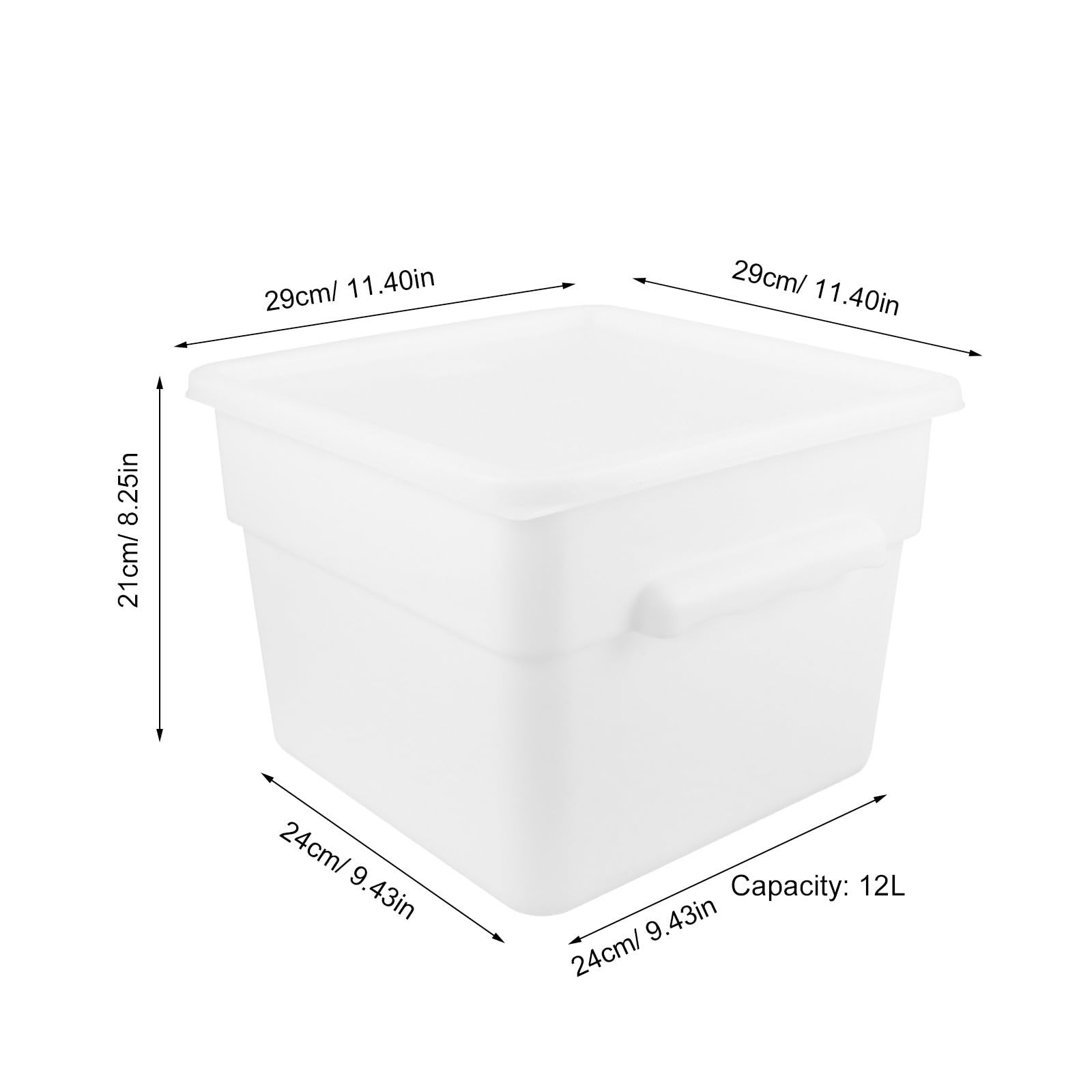 POPETPOP Contenitore Quadrato in Plastica con Coperchio 12l Bianco | Manico Integrato, Adatto per Cucina e Meal Prep, Dimensioni 29, 00x29, 00x21, 00cm