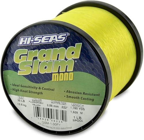 Vista 11 de HI-SEAS Grand Slam - Sedal de pesca de monofilamento, fuerte y resistente a la abrasión, en agua dulce y salada transparente, rosa, verde, azul