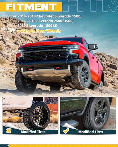 Image of Trumgeta 4PCS Adjustable Truck Mud Flaps Fit for 2014-2018 Chevrolet Silverado 1500, 2015-2019 Silverado 2500 /3500, 2019 Silverado 1500 LD w /Single Rear Wheels Upgraded Splash Guards Mudflaps