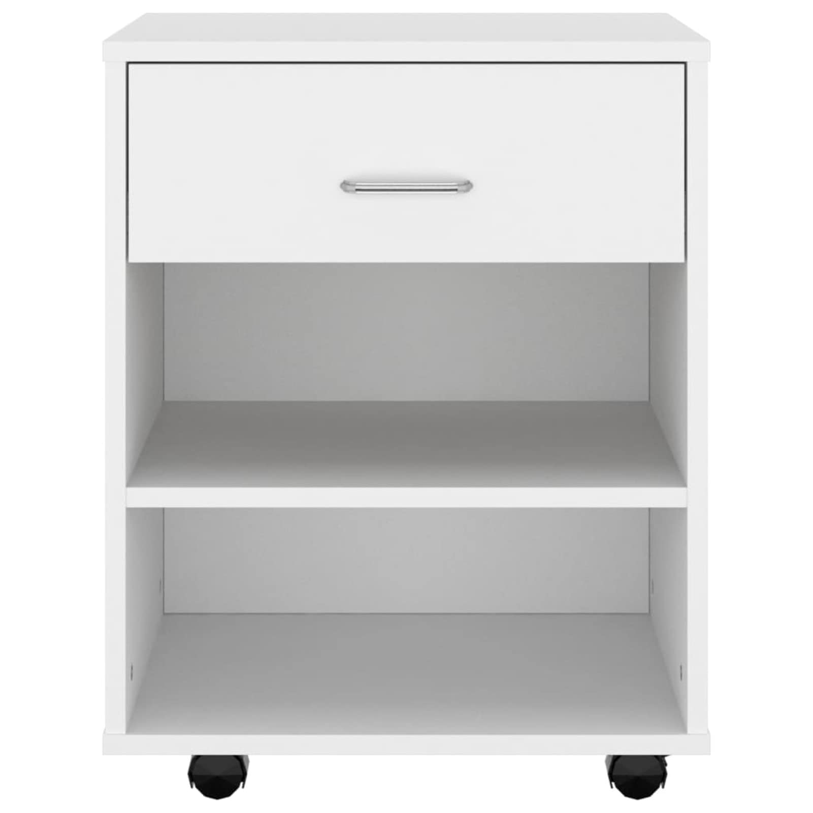Homgoday Mueble con ruedas blanco, 46 x 36 x 59 cm, de madera contrachapada, mueble de muebles, armario, oficina, mueble de almacenamiento, estantes para ahorrar espacio