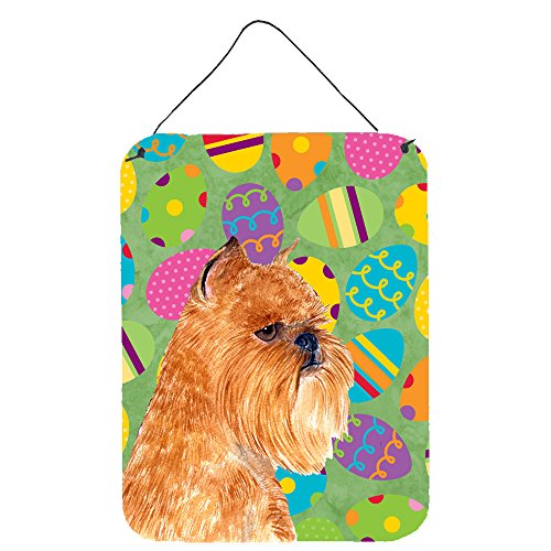Caroline's Treasures SS4839DS1216 Brussels Griffon Easter Eggtravaganza Wall or Door Hanging Prints Aluminum Metal Sign Kitchen Wall Bar Bathroom Plaque Home Decor Front Door Plaque, 12x16, Multicolor