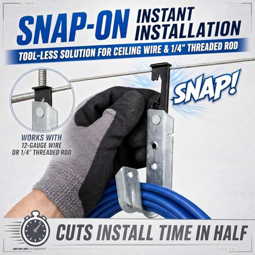 Image of Zonon 25 Pcs J Hooks for Hanging Metal J Hook Hangers Cable Support with Bat Wing Heavy Duty G60 Galvanized Steel Cable Hooks for Attaching Ceiling Wire Threaded Rod (1-5 /16 Inch)