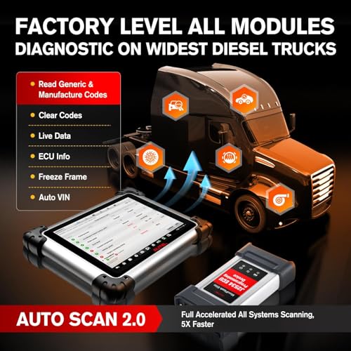 Autel MaxiSys MS908CV II Top CV Scanner, 2026 V2.0 of MS908CV Heavy Duty Diesel Truck Diagnostic Tool, OE-Level J2534 Functions, Lite of MS909CV, Bidirectional 3000+ Test, 64 Services, 10 OS 4/128GB - Image 7