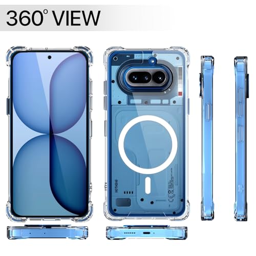 Image of Amazon Basics Back Cover for Nothing Phone 4a 5G Mag-Safe Shockproof PC + TPU Protective Case Magnetic Support Bumper Case (Transparent Mag-Safe)