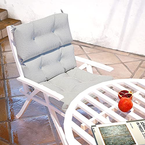 Lvtxiii Outdoor 44X22-Inch High Back Chair Cushions, Patio Solid Tufted Adirondack Chair Seat Cushions, Seasonal Replacement Rocking Chair Cushion With Ties, Set Of 2, Strip Grey #TOP5