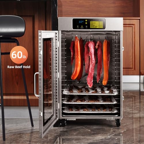 Commercial Food Dehydrator 18 Trays, 2000W Large Capacity 34.42ft² Food Dryer Machine for Jerky, Meat, Fruit, Herbs, Full Stainless Steel Industrial Dehydrater Biltong Maker