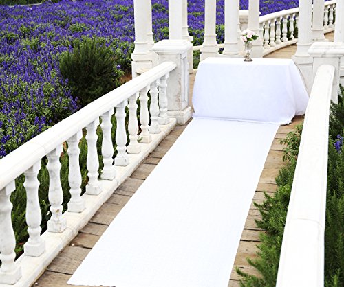 Zdada Weißer Pailletten-Gangläufer - 90 x 400 cm, weißer glitzernder Teppich für Hochzeit, Party, Kirche, Outdoor, Strand-Dekoration Cover