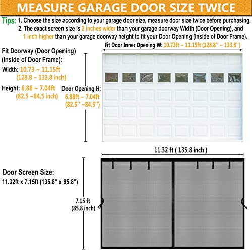 Image of Magnetic Garage Door Screen 11x7ft for 1 Car, Doors Durable Fiberglass Heavy Duty Mesh Magnetic Net, Pets Friendly Retractable for Carport Garage Patio Porch (Black, 11x7ft)
