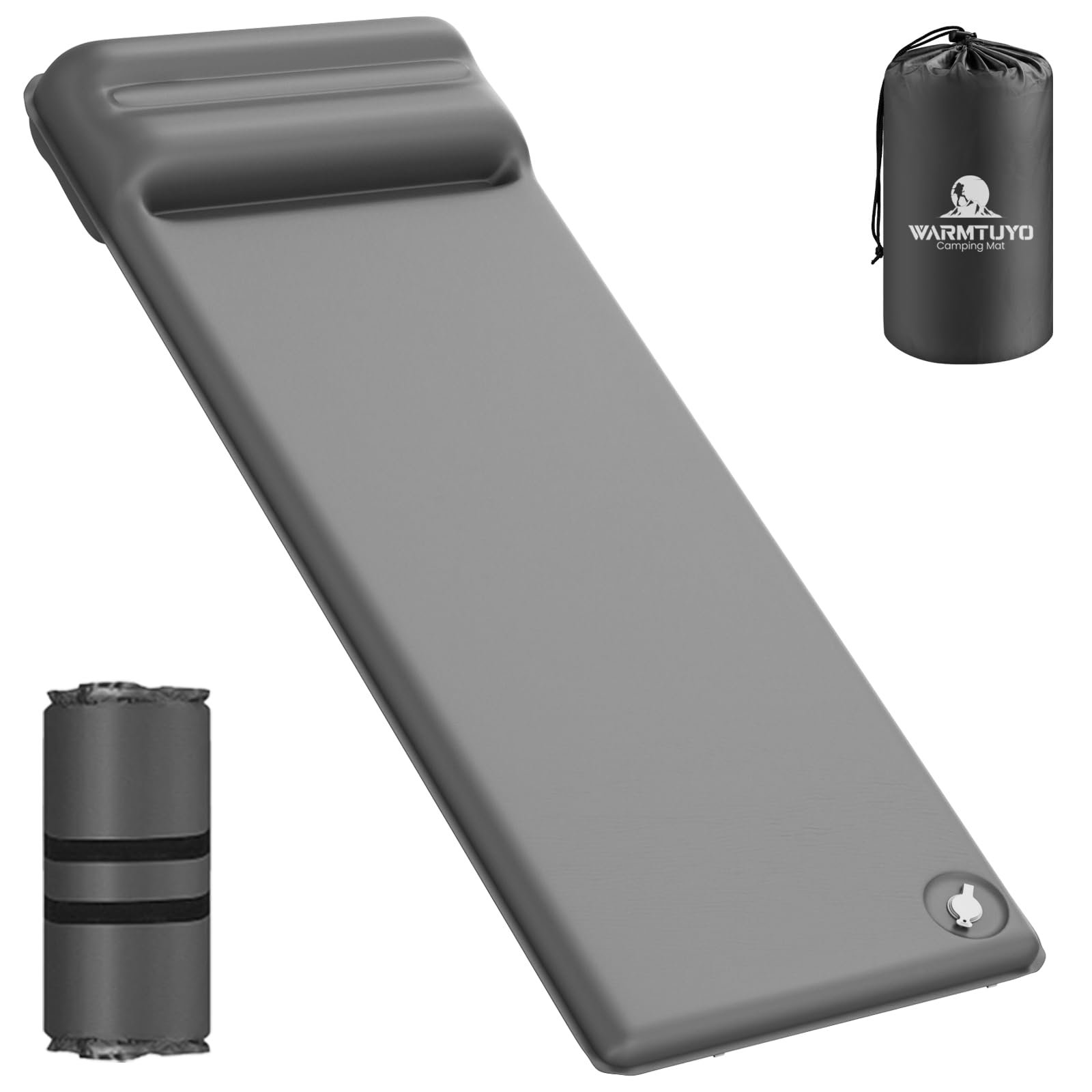 WARMTUYO Camping Isomatte, R-Wert 8,5, Extra Warme Schaumstoff-Schlafmatte mit Integriertem Kissen, Komfortable Camping Matratze für 4 Jahreszeiten, Trekking, Wandern und Zelt