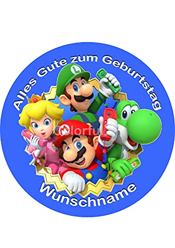 Tortenaufleger mit Wunschname, Mario, Essbares Foto für Torten,...
