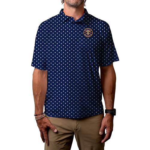 Blue 84 Men's Standard NBA Officially Licensed Short Sleeve Performance Polo All Over Print Agile, Team Color
