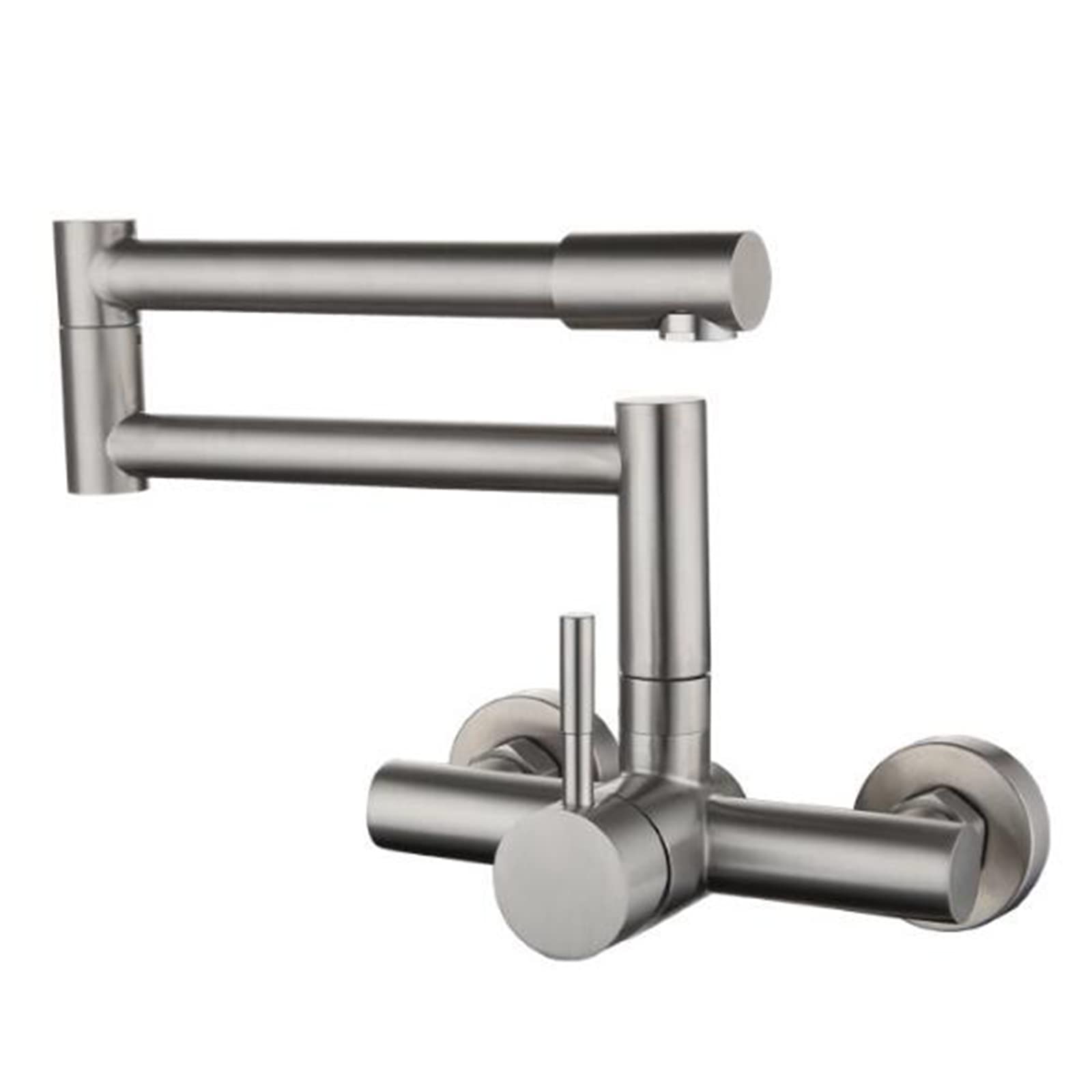 Robinet cuisine mural eau chaude froide en inox brossé avec bec rotatif pratique