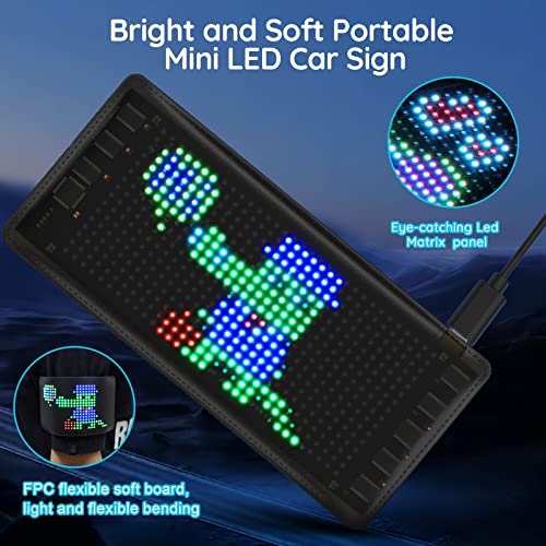 Kjoy Mini Led Sign, 7.2''X3.4 Battery Powered Bluetooth Led Matrix Panel, Scrolling Smart App Control Programmable Led Digital Display Board For Message Tag Led Badge Business Card #TOP1