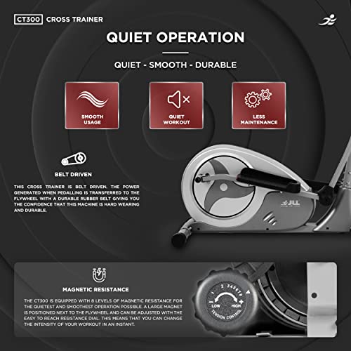 JLL® CT300 Home Luxury Elliptical Cross Trainer, 2025 New Magnetic Resistance Elliptical Fitness Cardio Workout with 8-level Magnetic Adjustable Resistance, Two Way Flywheel. Silver Colour - Image 5