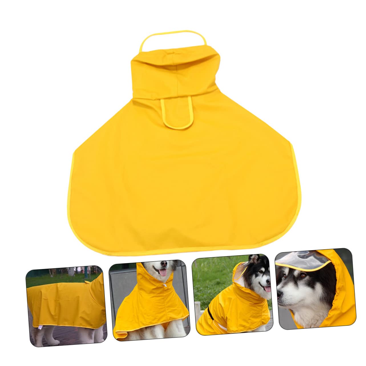 Yardwe 1Pc Dog Raincoat Stylish Hooded Jacket for Pets Durable Material Hidden Opening for Leash for Outdoor Use for Rainy Days