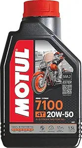 Motul 7100 4T 20W-50 API SN Fully Synthetic Petrol Engine Oil for Bikes (1.5 L)