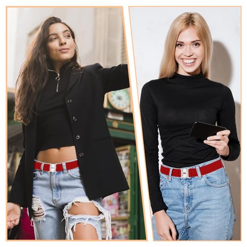 Molain Invisible Women Stretch Belt Adjustable Elastic Belt Flat Buckle Waist Belts for Jeans Pants Dresses4