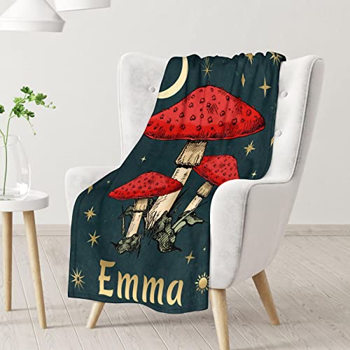 Mercuryelf Custom Mushroom Throw Blanket - Soft, Fuzzy & Warm - 30x40 Inches Small Blankets for Lap, Crib - Black Novelty Throws Gift for Mushroom Lovers
