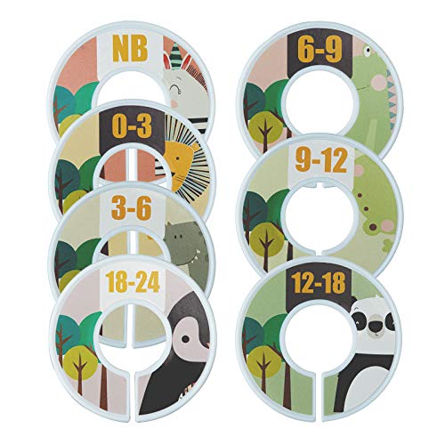 Image of Baby Nest Designs Closet Dividers for Baby Clothes, 7X Unisex Baby Clothing Size Age Dividers from Newborn Infant to 24 Months,Closet Organizer, Nursery Decor & Baby Gift (Animal)