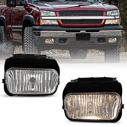 CPW Fog Lights for 2003-2006 Chevy Silverado 1500/2500/3500/1500HD/2500HD 2007 Silverado 1500 Classic 2002-2006 Chevy Avalanche with H10 12V 42W Halogen Bulbs Clear Lens