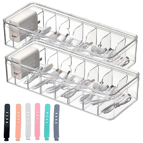 2 Stück Kabel Organizer Box mit Deckel: Kabel Aufbewahrungsbox Kabelbox 8...
