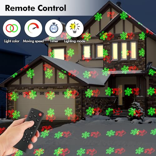 Image of Poeland Christmas Projector Lights Garden Laser Lights with 4 Theme Multi Patterns, Holiday Projector Light IP65 Waterproof Outdoor Indoor Decorative Lighting for Xmas Birthday Party