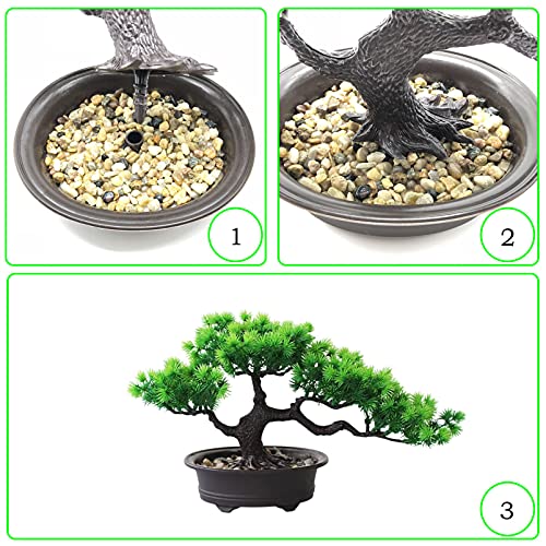 Rozwkeo Artificial Bonsai Tree Fake Plant Decoration Potted Tree Faux House Plants Small Japanese Pine Bonsai Plant For Indoor Home Decoration Office Hotel Windowsill Desktop Display Zen Decor Trees #TOP6