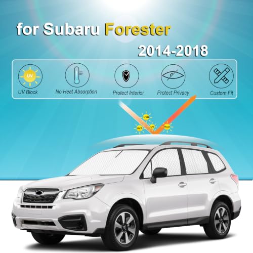 Image of KMF 8pcs Sun Shades for Subaru Forester 2014-2018 Accessories,Thicken Full Car Window Covers for Windshield Side Rear, UV Block Privacy and Blackout for Camping Outdoor Custom Fit