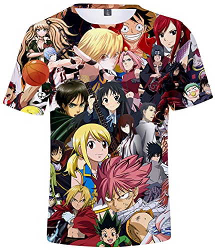 YIMIAO Garçon Fille Fairy Tail Tshirt à Manches Courtes Gray Natsu Été T-Shirt Japonais Animé Cosplay Manches Décontractés Tee(M)