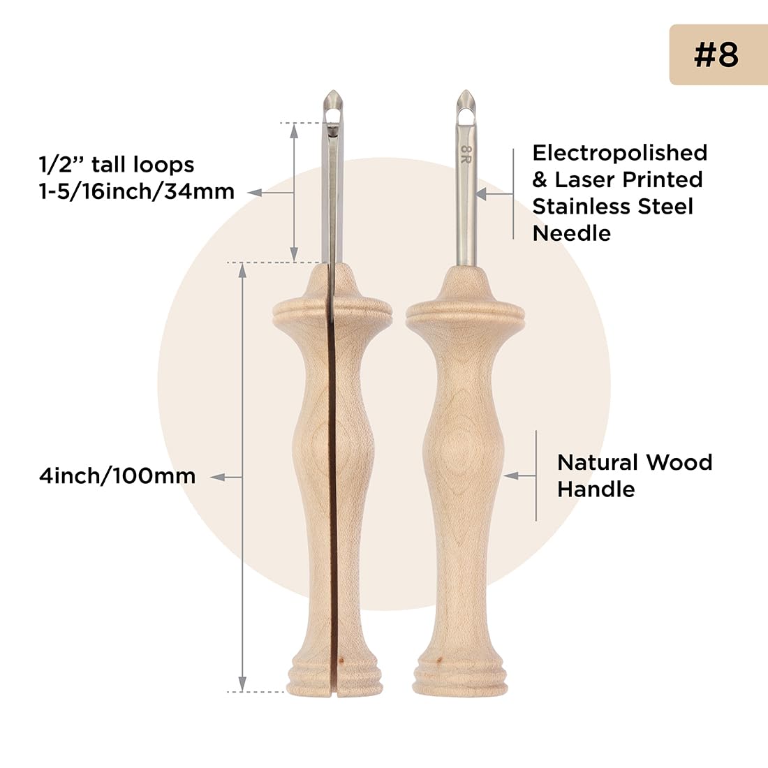 Oxford Punch needle regular Natural Wood 13mm - 1pc