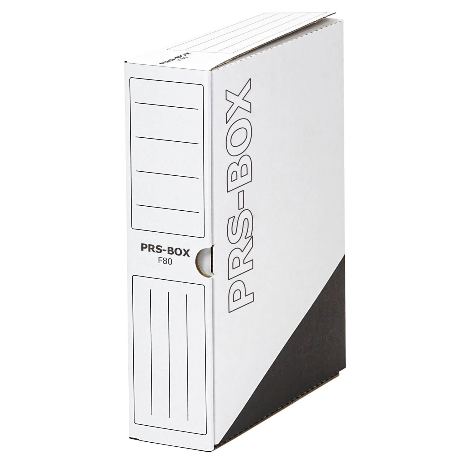 PRS Ablagebox F80, Archivschachtel, Weiß/Schwarz, 80mm, 20 Stück | Archivbox, Aktenablage, Dokumentenarchiv, ident mit der PRESSEL Ablagebox F80