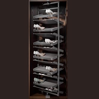 DBR Wardrobe Accessories 12 Layer 360 Degree Rotating Revolving Aluminum Alloy Shoe Rack Storage Self Organizer (GRAY)