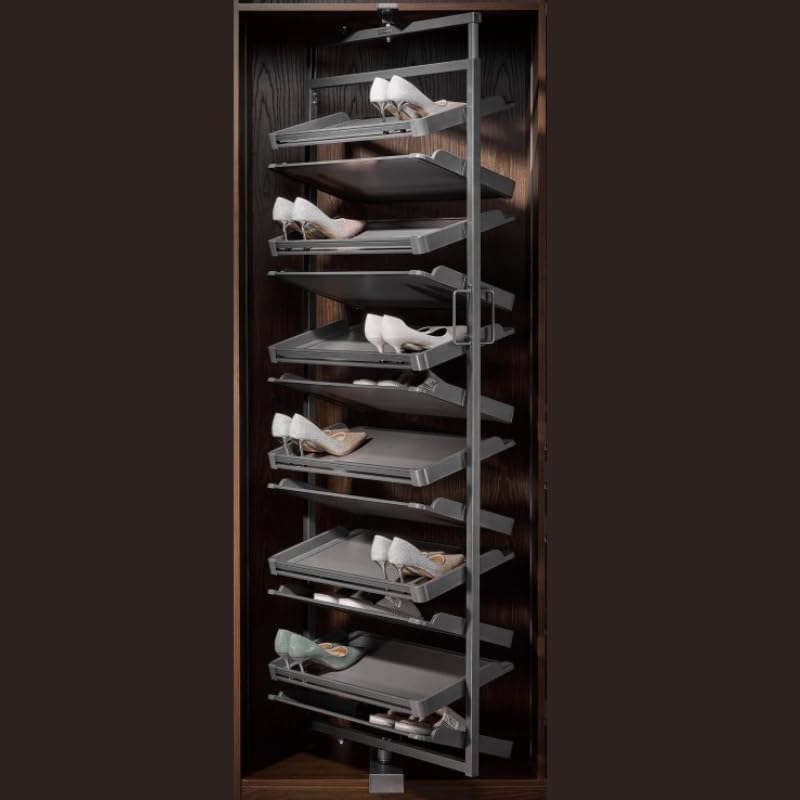 Wardrobe Accessories 12 Layer 360 Degree Rotating Revolving Aluminum Alloy Shoe Rack Storage Self Organizer (GRAY)