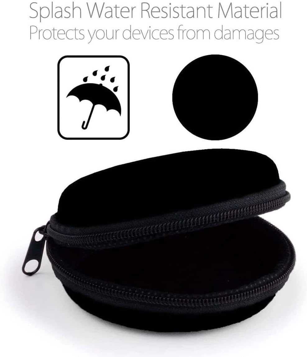 1 Pc Black Mini-Portable Hard Shell Earbuds Case, Round Earphone Carrying Case Storage Bag, Hard EVA Earphone Cases Cell Phone Accessories Organizer for Earphones Earbud image 3